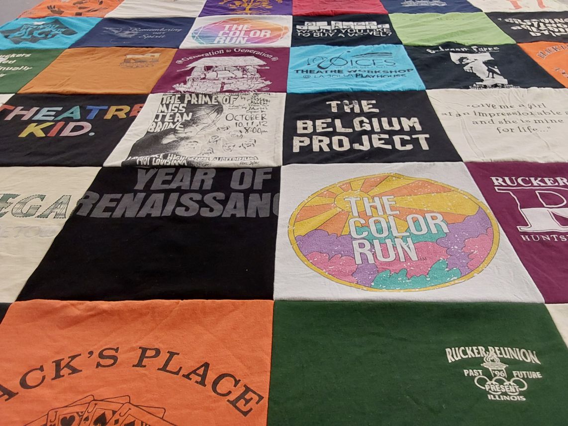 T-shirt quilt with theatre, events themes by Jacole from NY