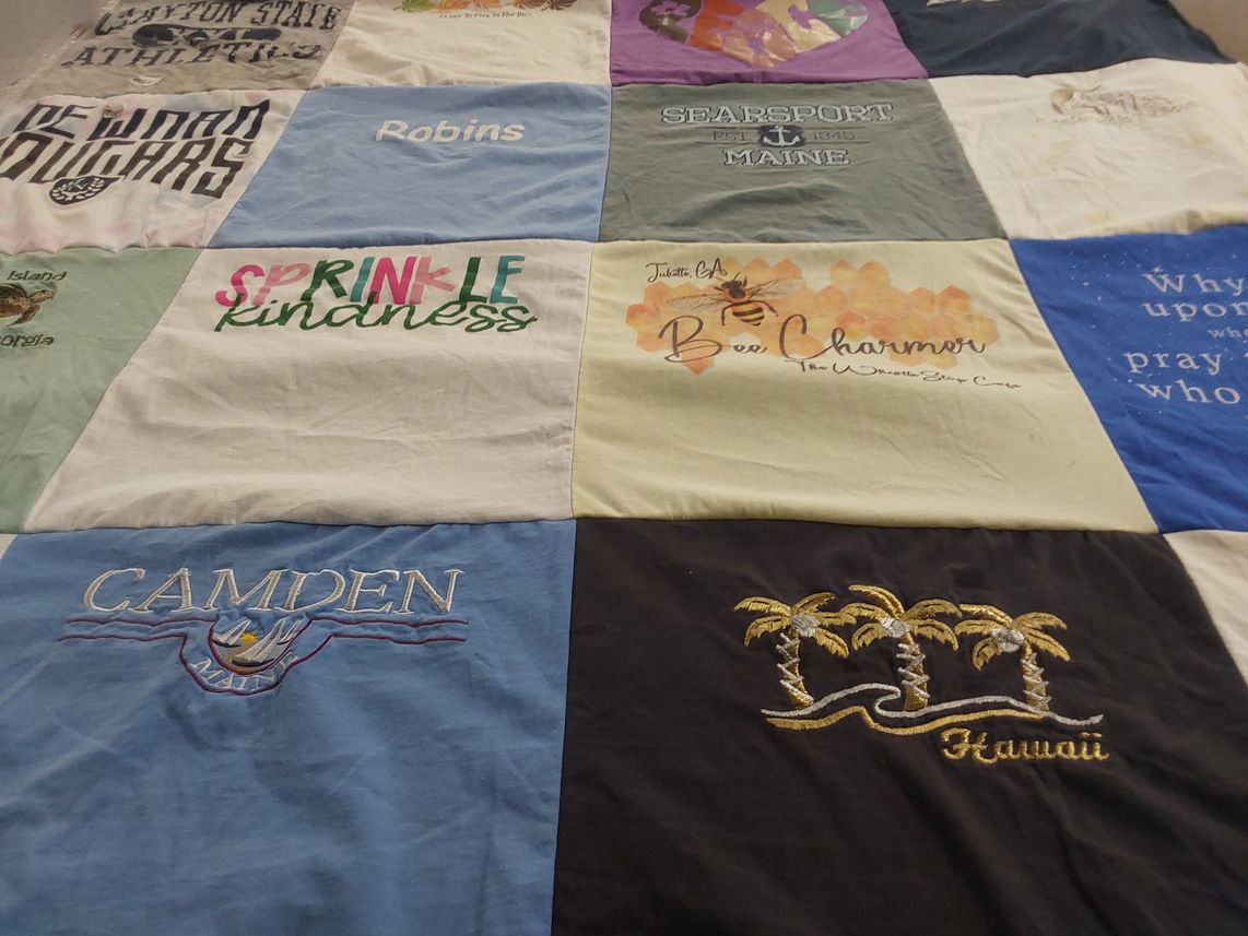 T-shirt quilt from clayton state university, robinson college by Deborah from GA