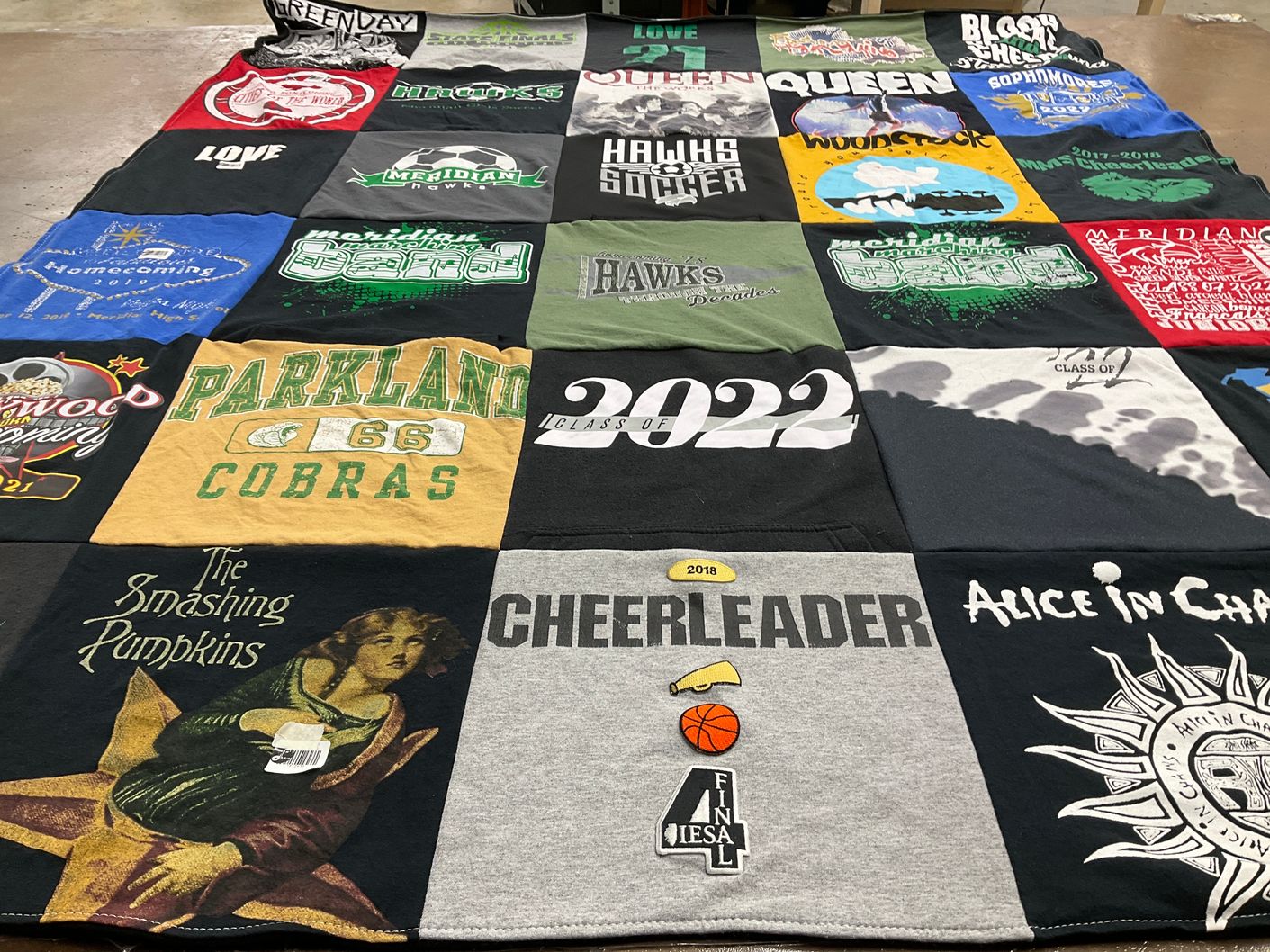 T-shirt quilt featuring meridian hawks by Danielle from IL