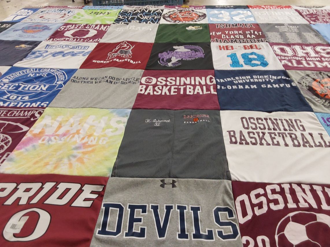 T-shirt quilt featuring ossining high school basketball by Kellie from NY