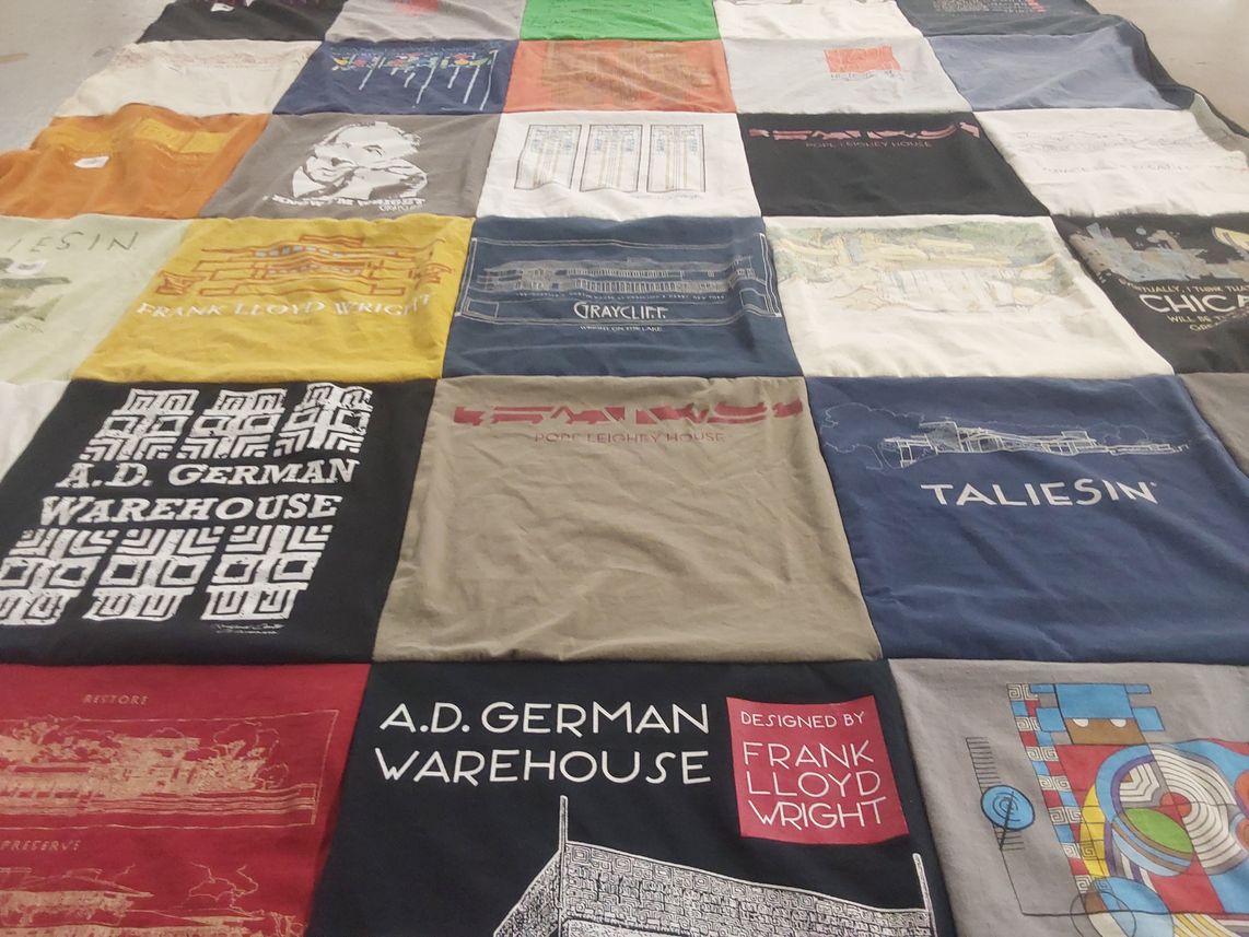 T-shirt quilt with architecture, design themes by Peter from WI
