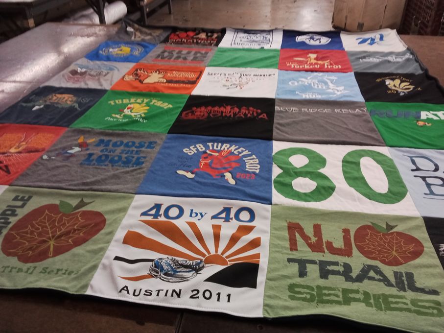 T-shirt quilt with running, outdoor activities themes by Scott from WI