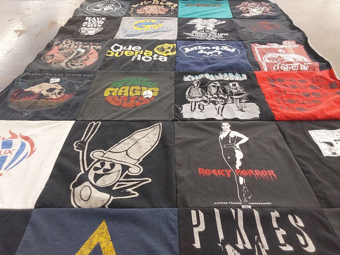 T-shirt quilt with music, theater themes by Justin from SC