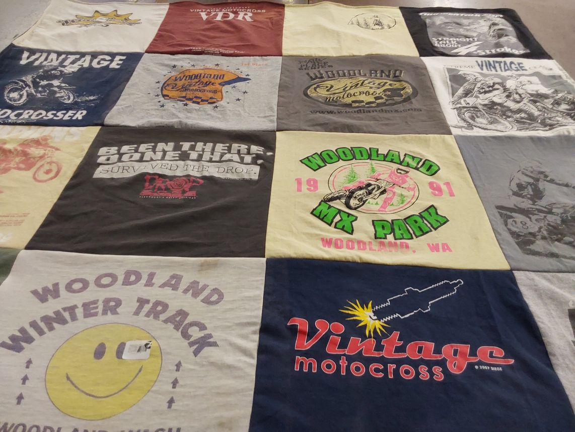 T-shirt quilt with motocross, racing themes by Jenny from AZ