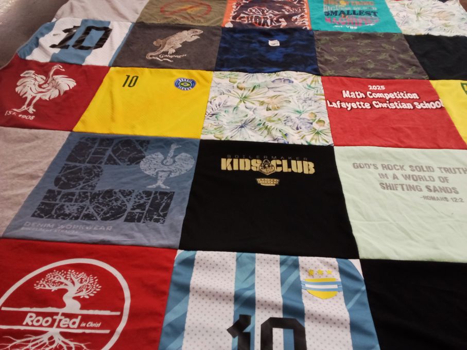 T-shirt quilt from lafayette christian school by Manuela from IN
