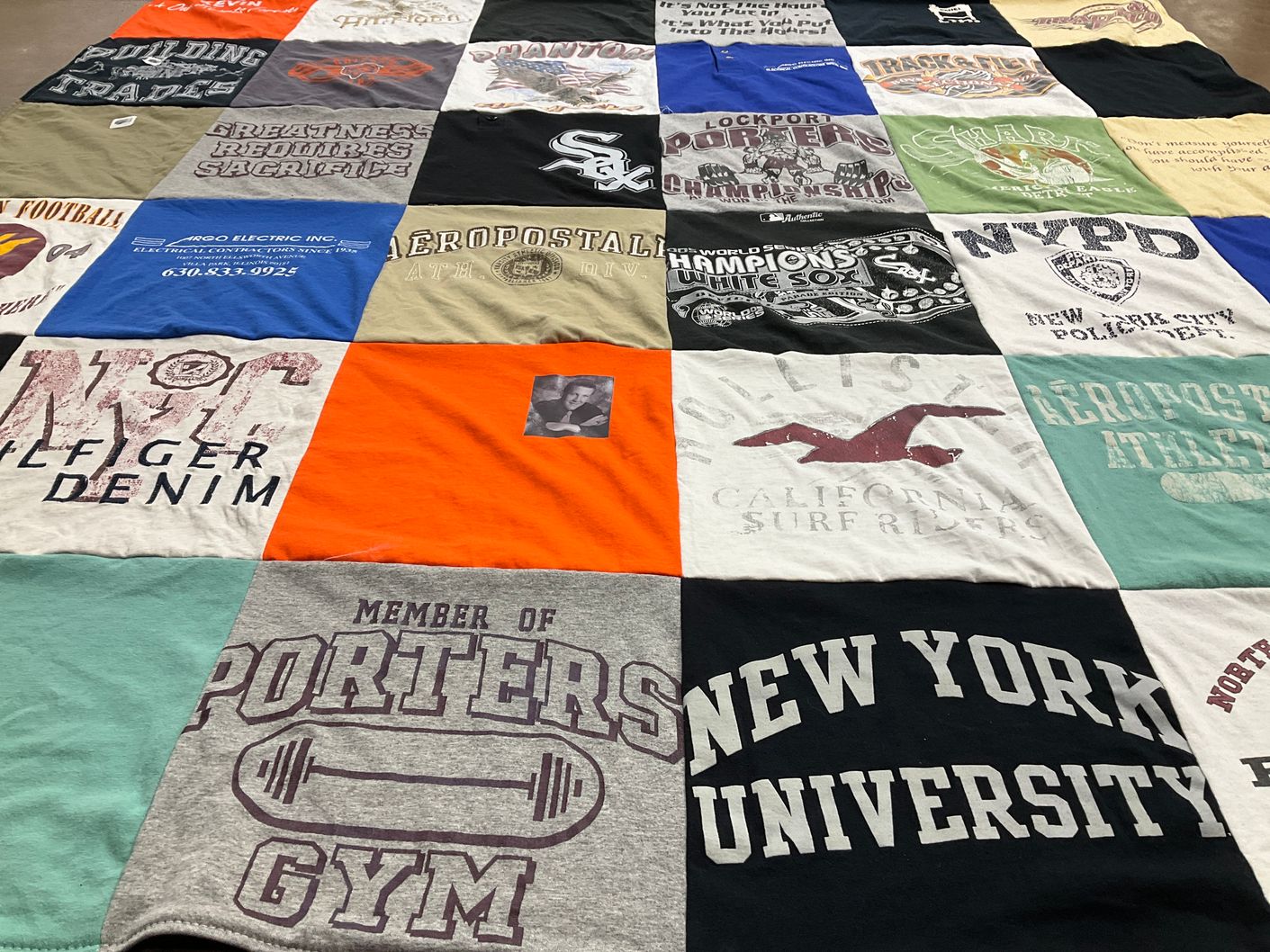 T-shirt quilt featuring lockport plumbers by Marilyn from IL