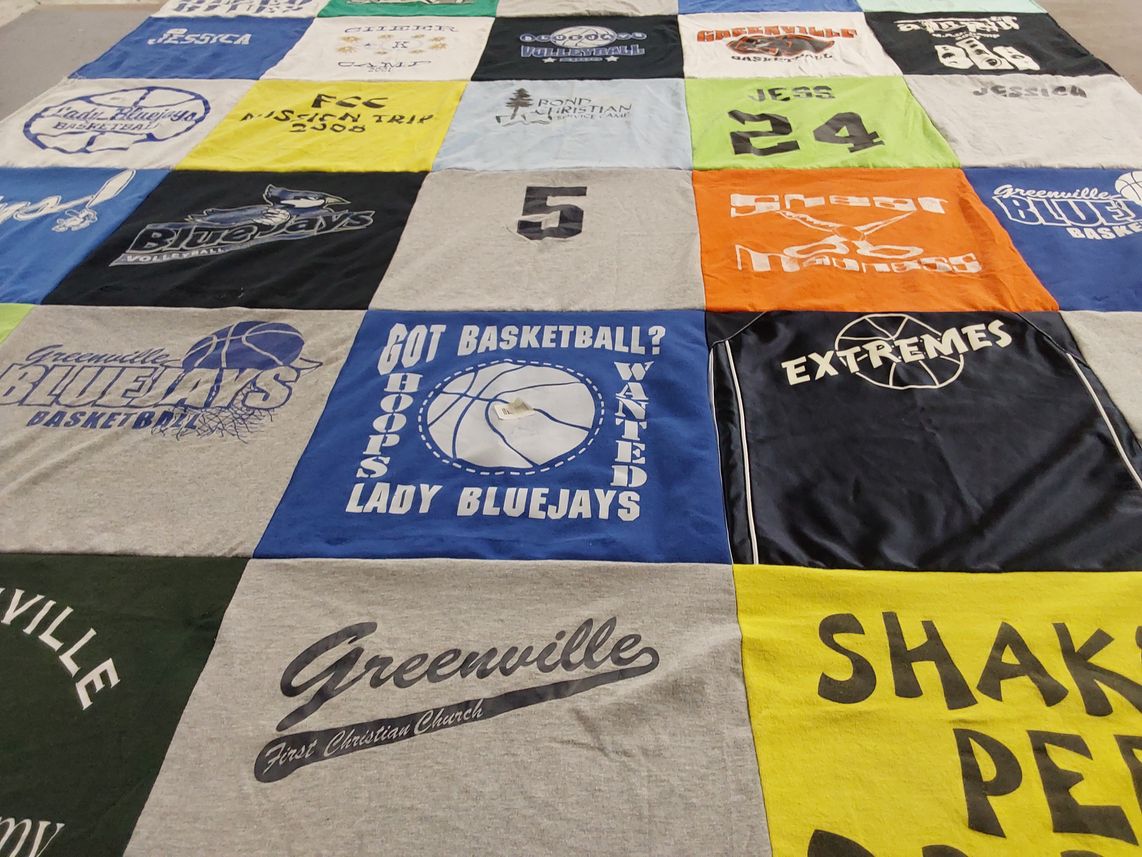 T-shirt quilt featuring greenville bluejays basketball by Janet from IL