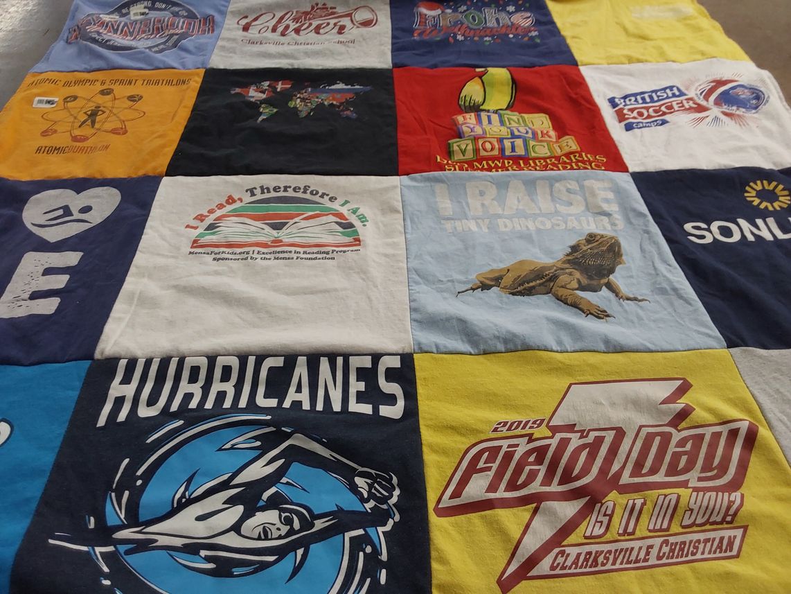 T-shirt quilt featuring hurricanes by Kim from SC