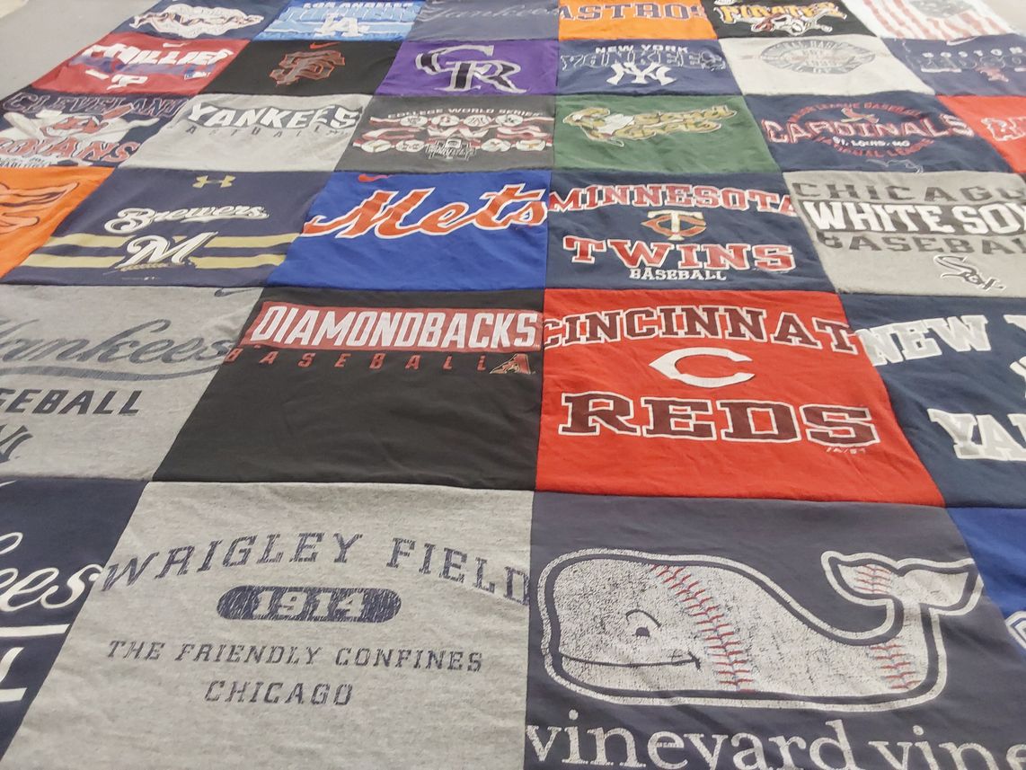 T-shirt quilt featuring new york yankees, minnesota twins baseball by Constance from NC