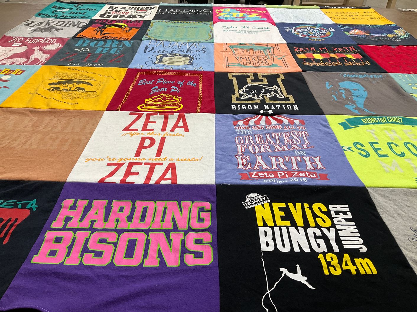 T-shirt quilt featuring harding university bison by Bethany from AR