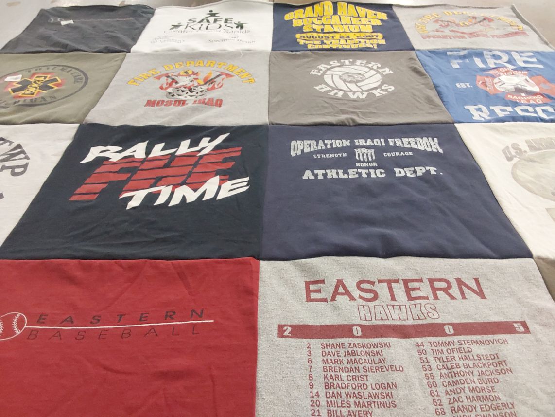 T-shirt quilt featuring eastern hawks by Cheryl from MI
