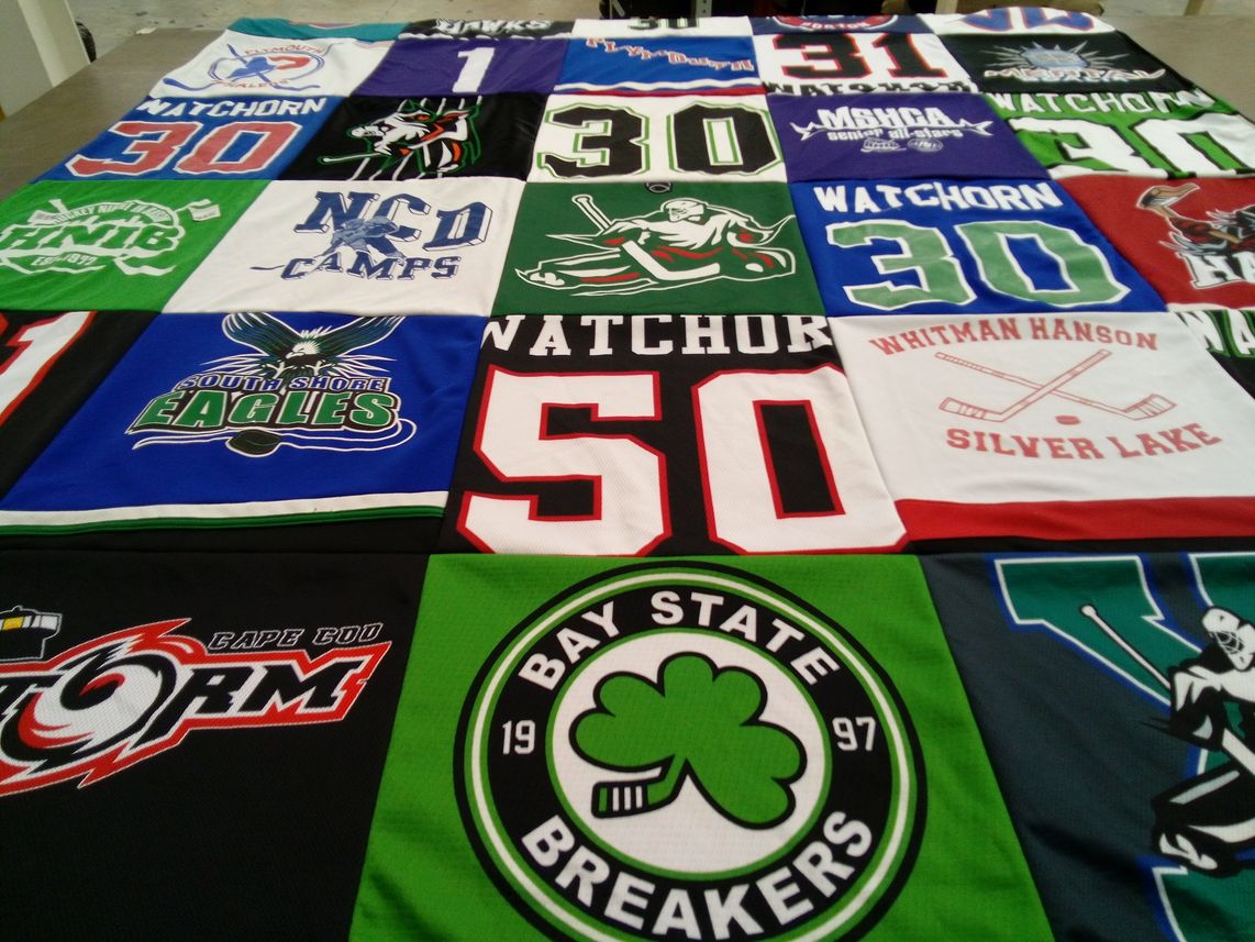 T-shirt quilt featuring south shore eagles, cape cod storm by Gwen from MA