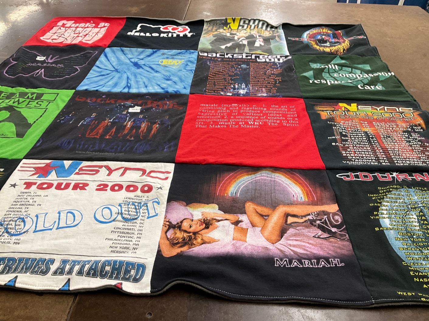 T-shirt quilt with music, pop themes by Dawn from KY
