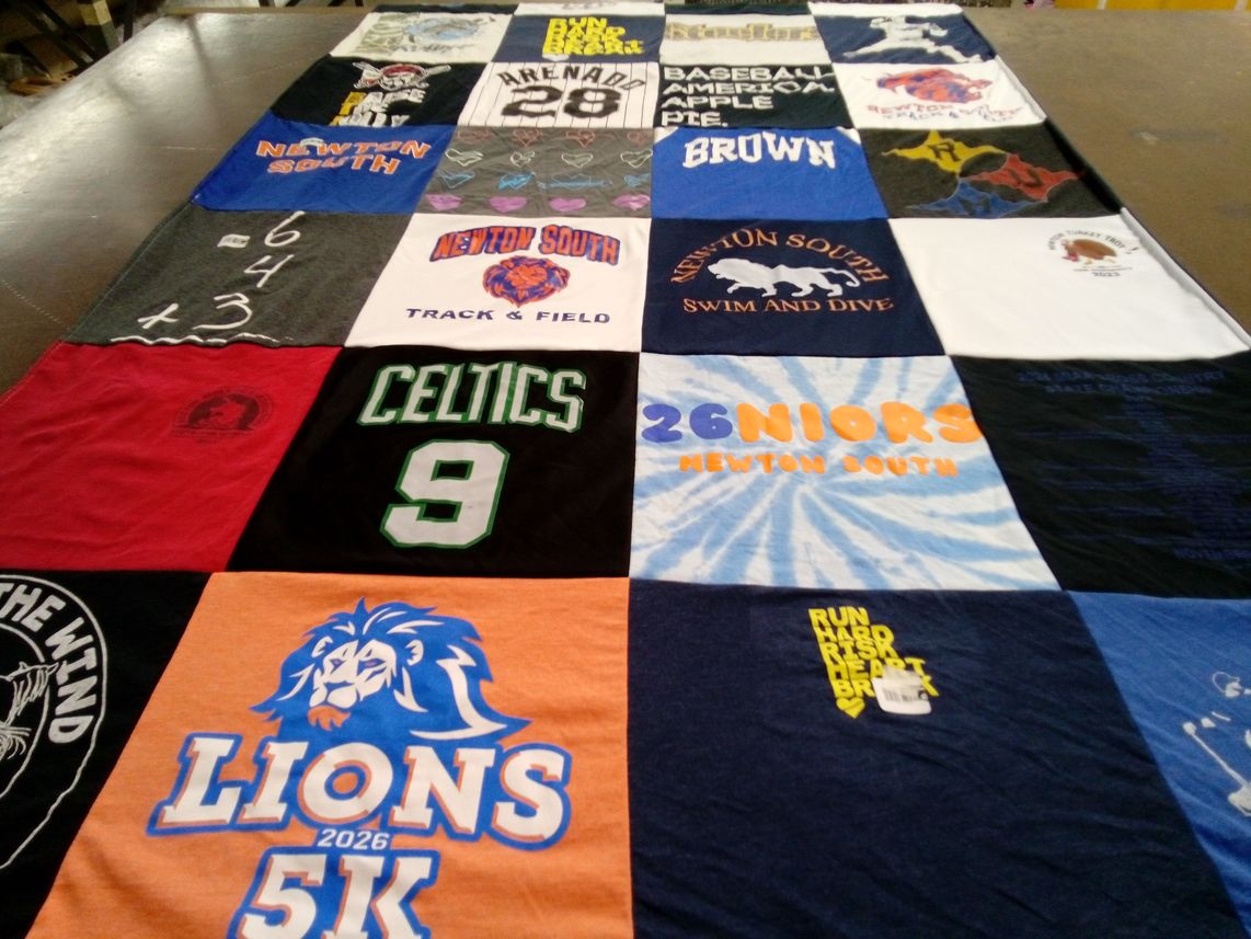 T-shirt quilt from newton south high school by Rebekah from NC