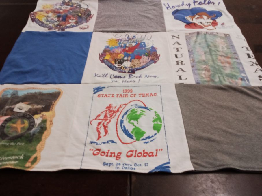 T-shirt quilt with fairs, events themes by Nell from TX
