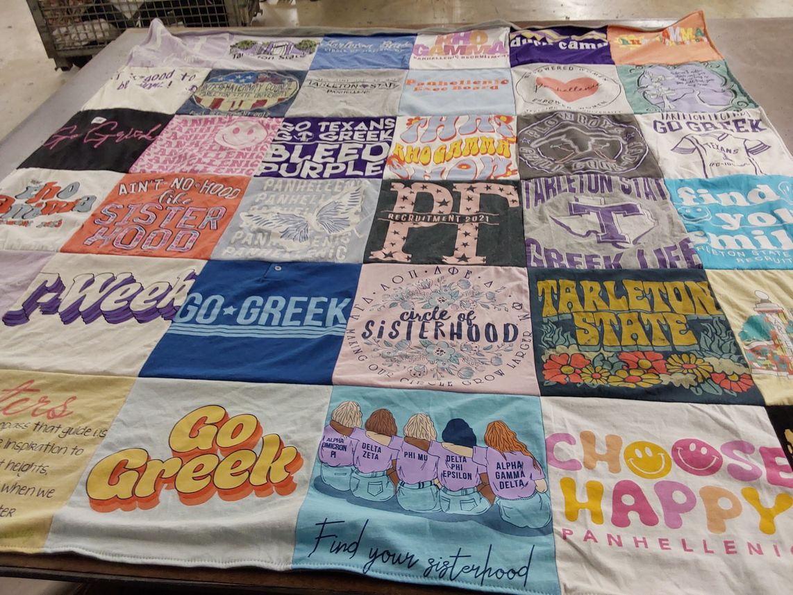T-shirt quilt from tarleton state university by Scarlett from TX