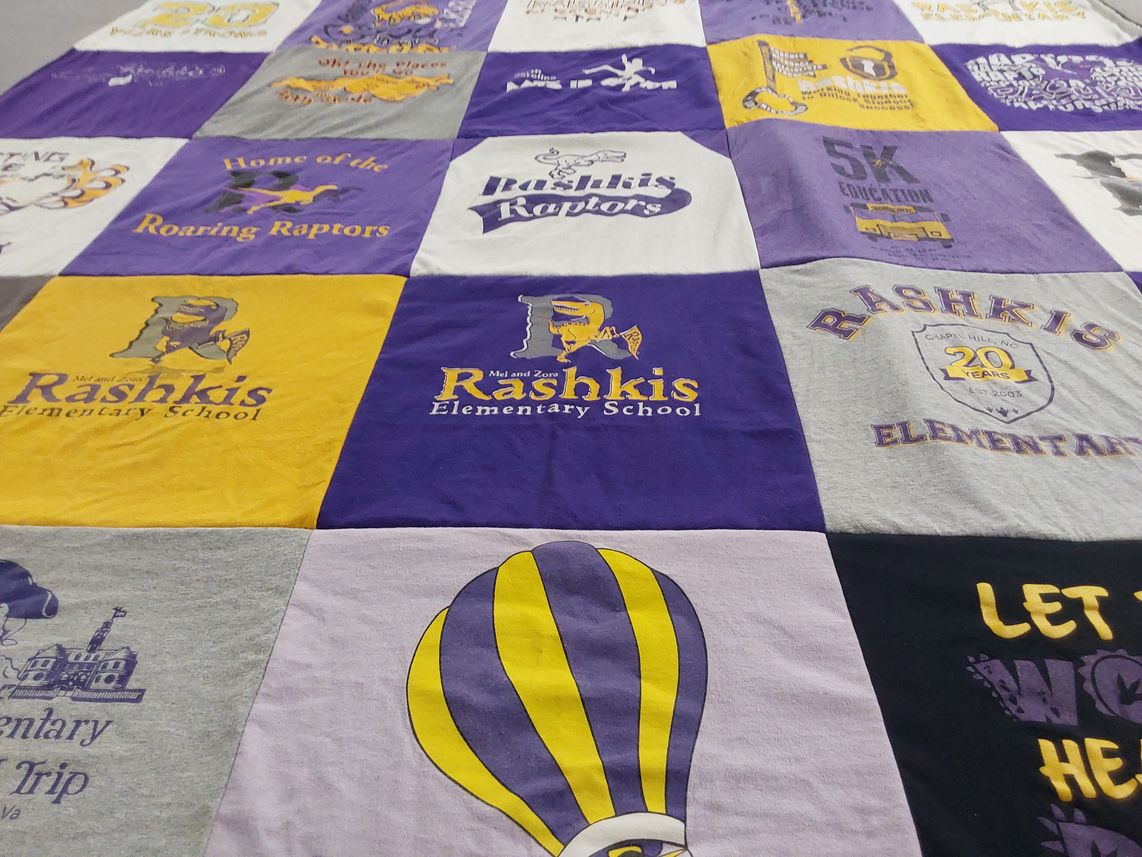 T-shirt quilt featuring rashkis raptors by Christina from NC