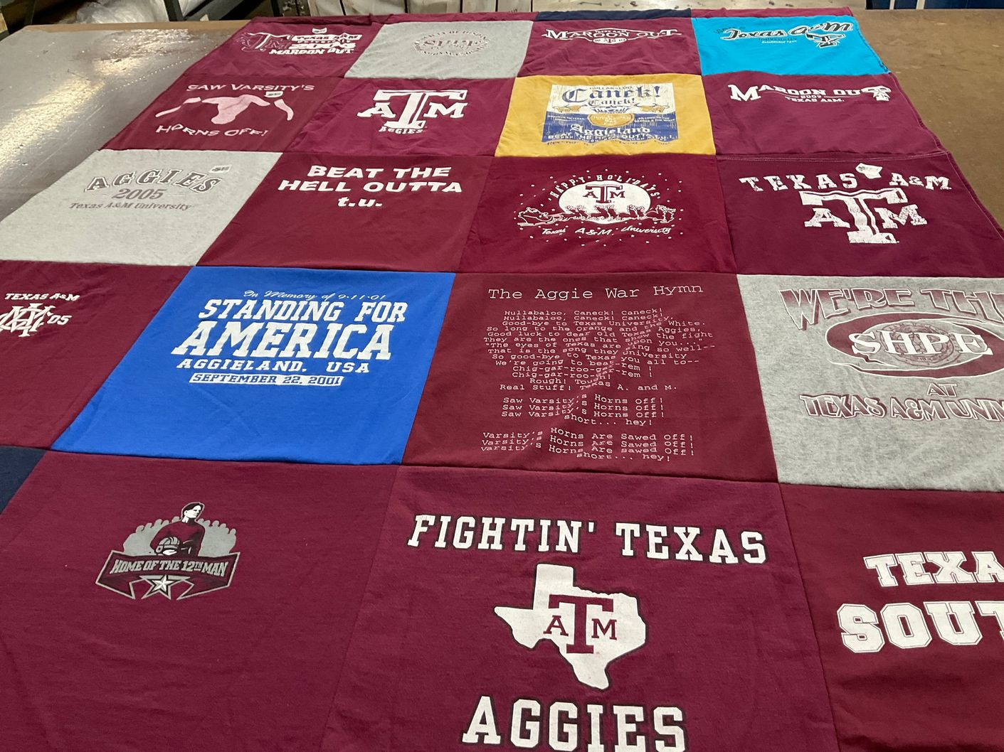 T-shirt quilt from texas a&m university by Valerie from WA