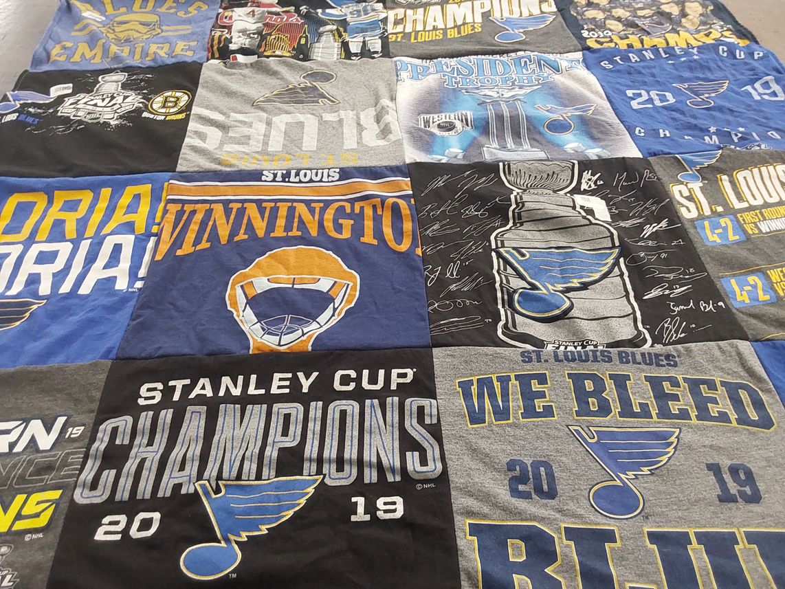 T-shirt quilt featuring st. louis blues by Rachel from DC