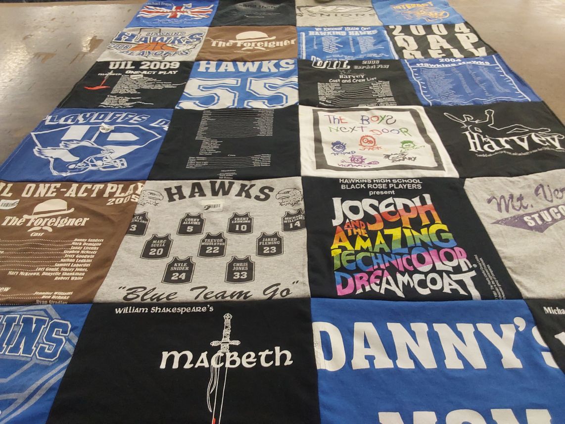 T-shirt quilt from hawkins high school by Jessica from TX