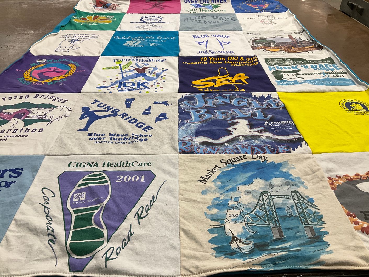 T-shirt quilt from tufts university by Annette from VT
