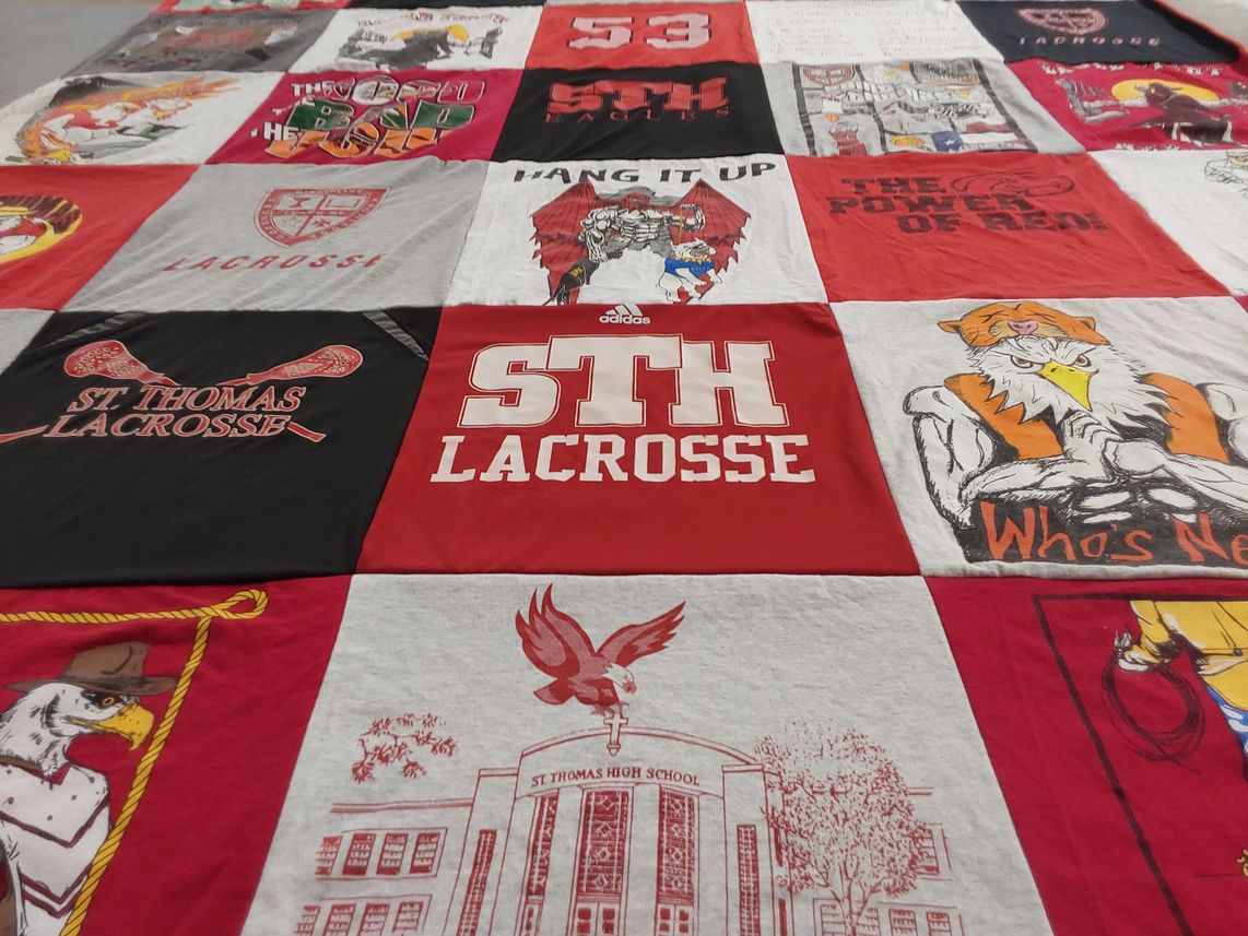 T-shirt quilt from st thomas high school by Wendy from TX