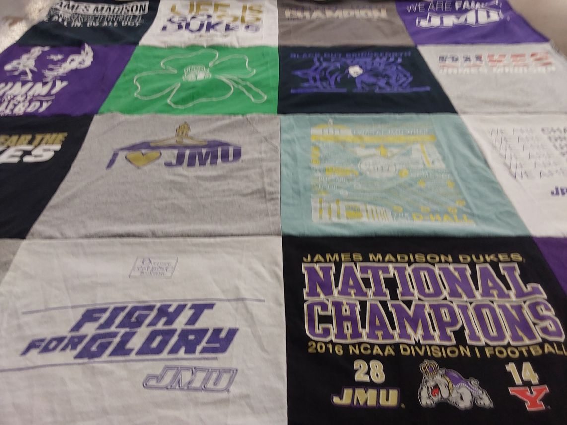 T-shirt quilt featuring james madison dukes by Dana from VA