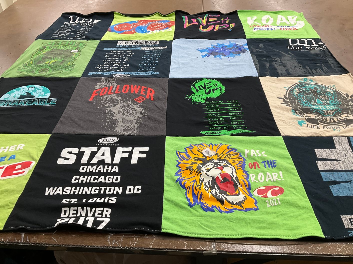 T-shirt quilt with faith, youth themes by Catherine from VA