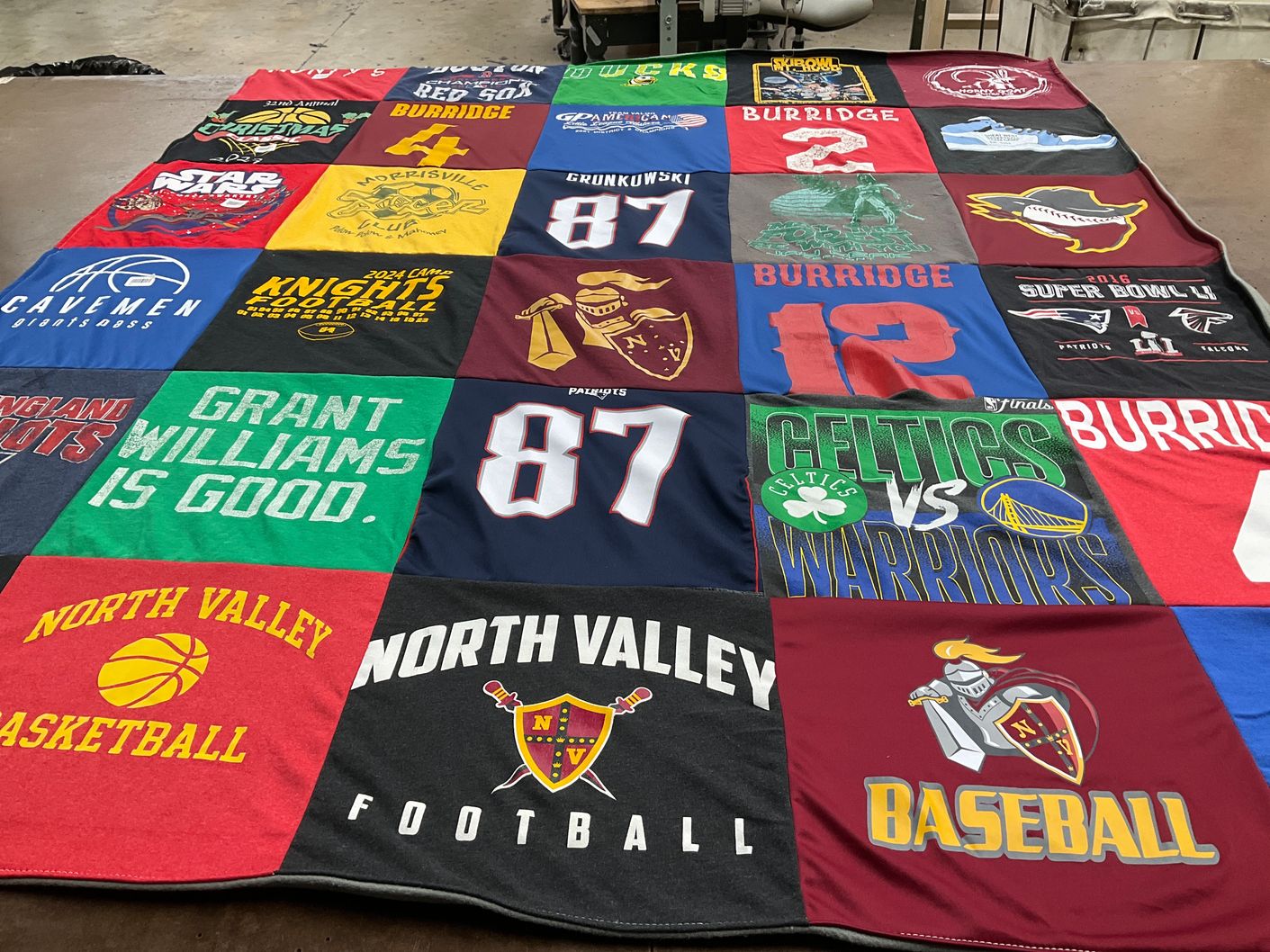 T-shirt quilt featuring celtics, warriors by Laney from OR