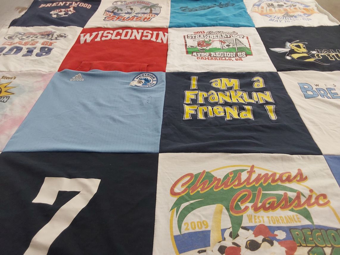 T-shirt quilt from brentwood school by Julie from CA