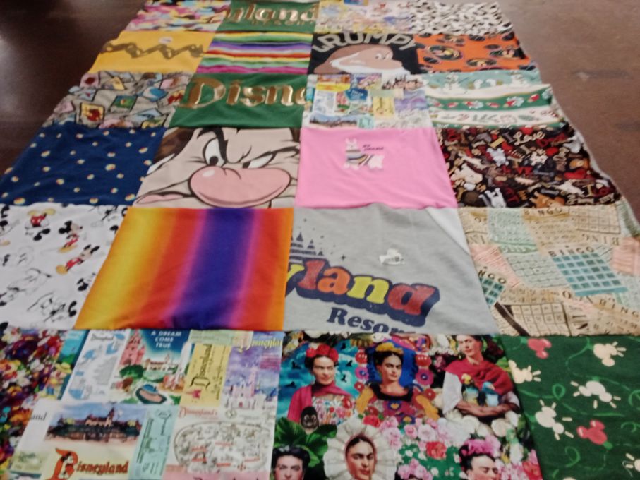 T-shirt quilt with disney, art themes by Corina from CA