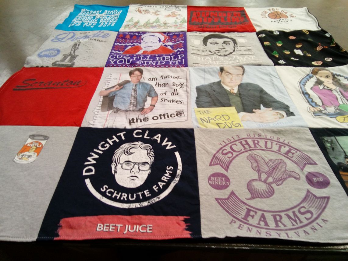 T-shirt quilt with the office, television themes by Sean from MO