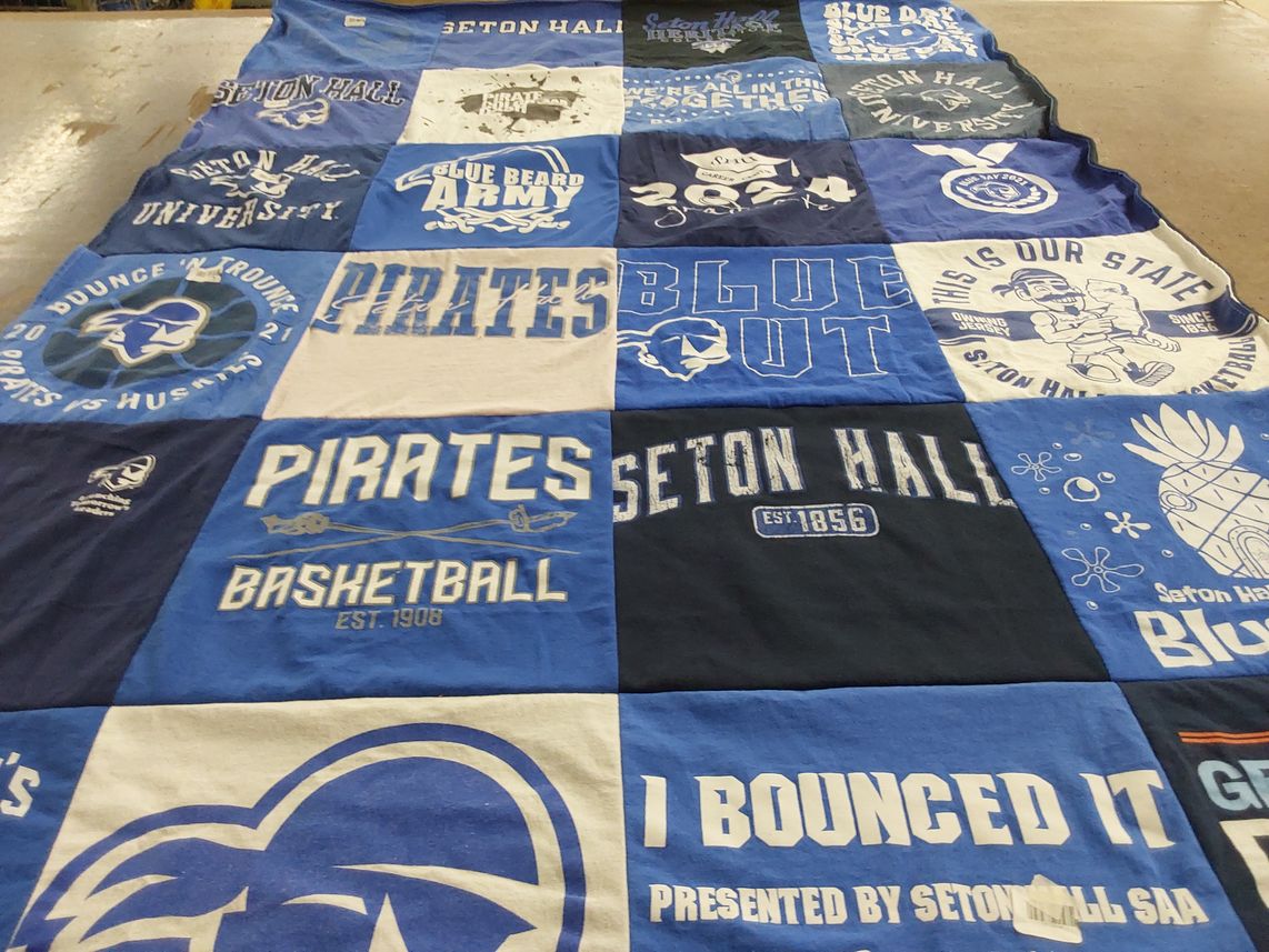T-shirt quilt featuring pirates basketball by Katherine from NY
