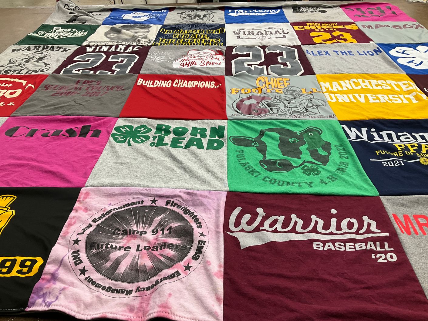 T-shirt quilt featuring winamac warriors by Joe from IN