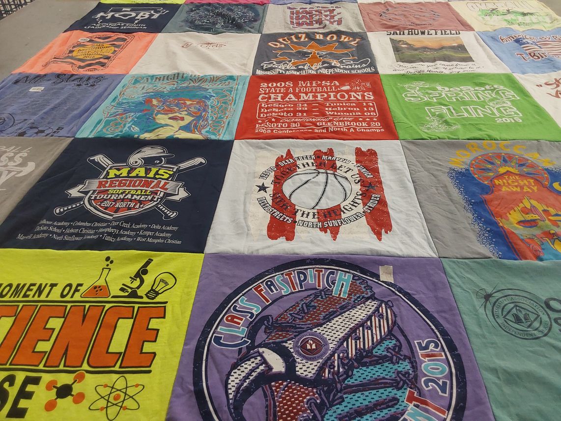 T-shirt quilt featuring the heights school by Sarah from AR