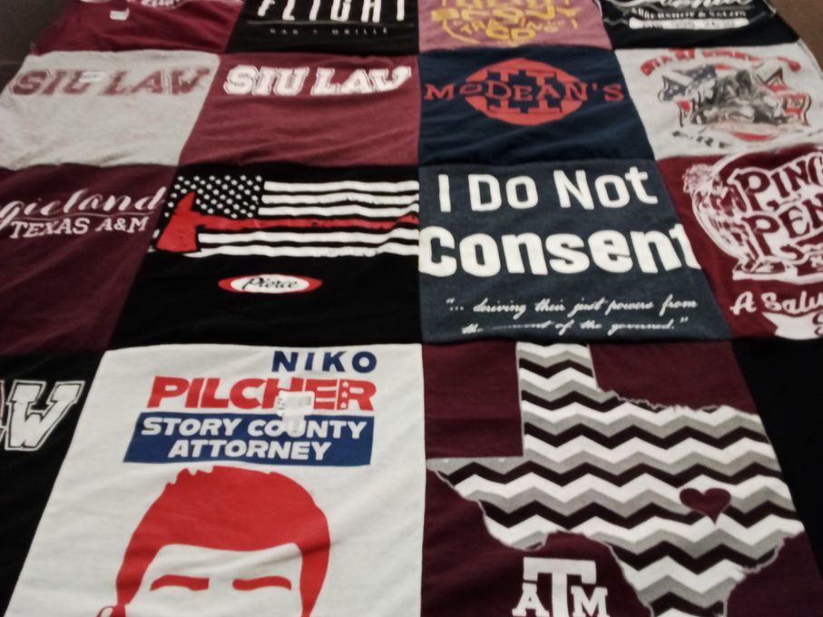 T-shirt quilt from southern illinois university, texas a&m university by Jenna from OK