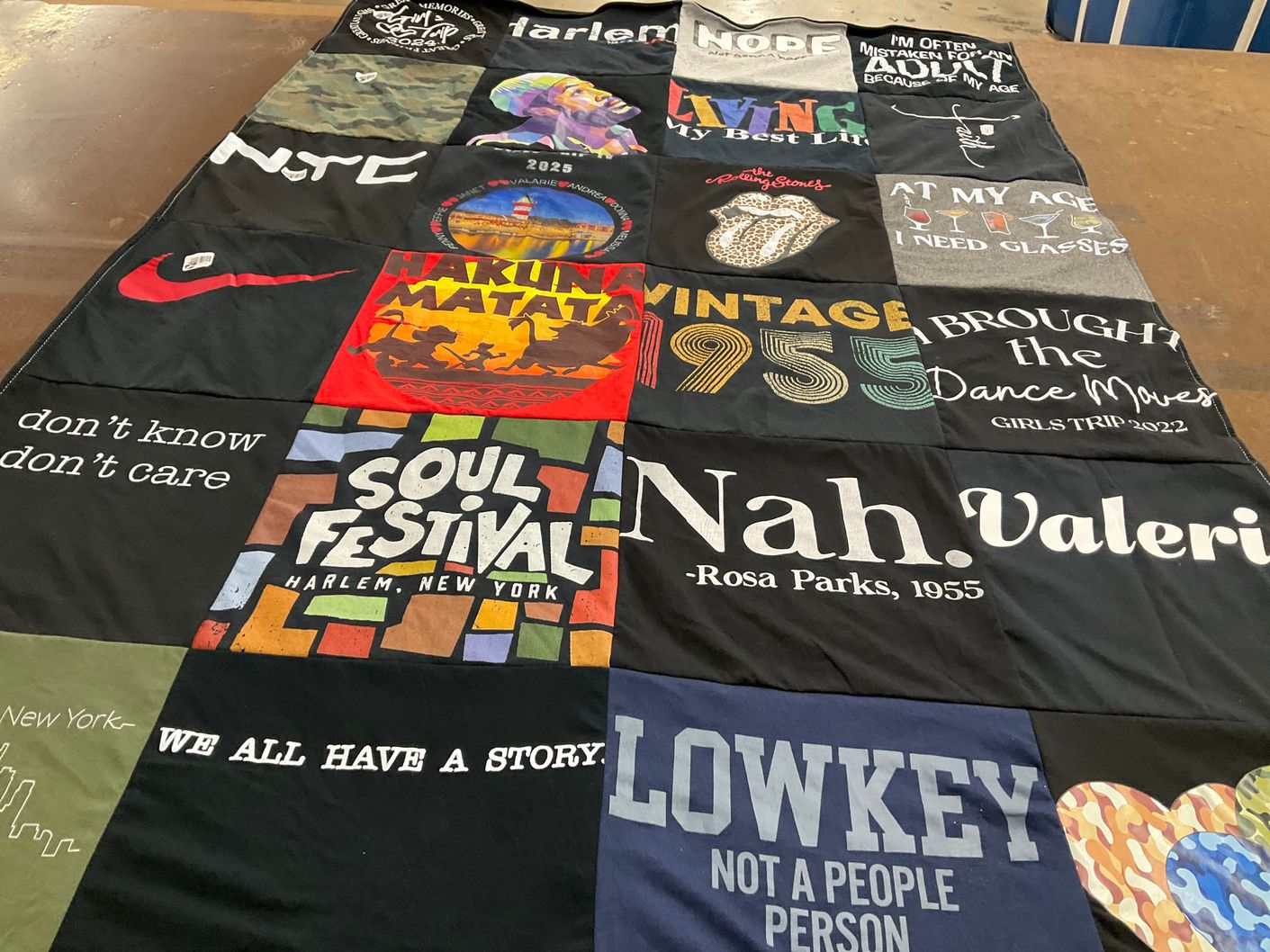 T-shirt quilt with harlem culture, art themes by Winthrop from GA