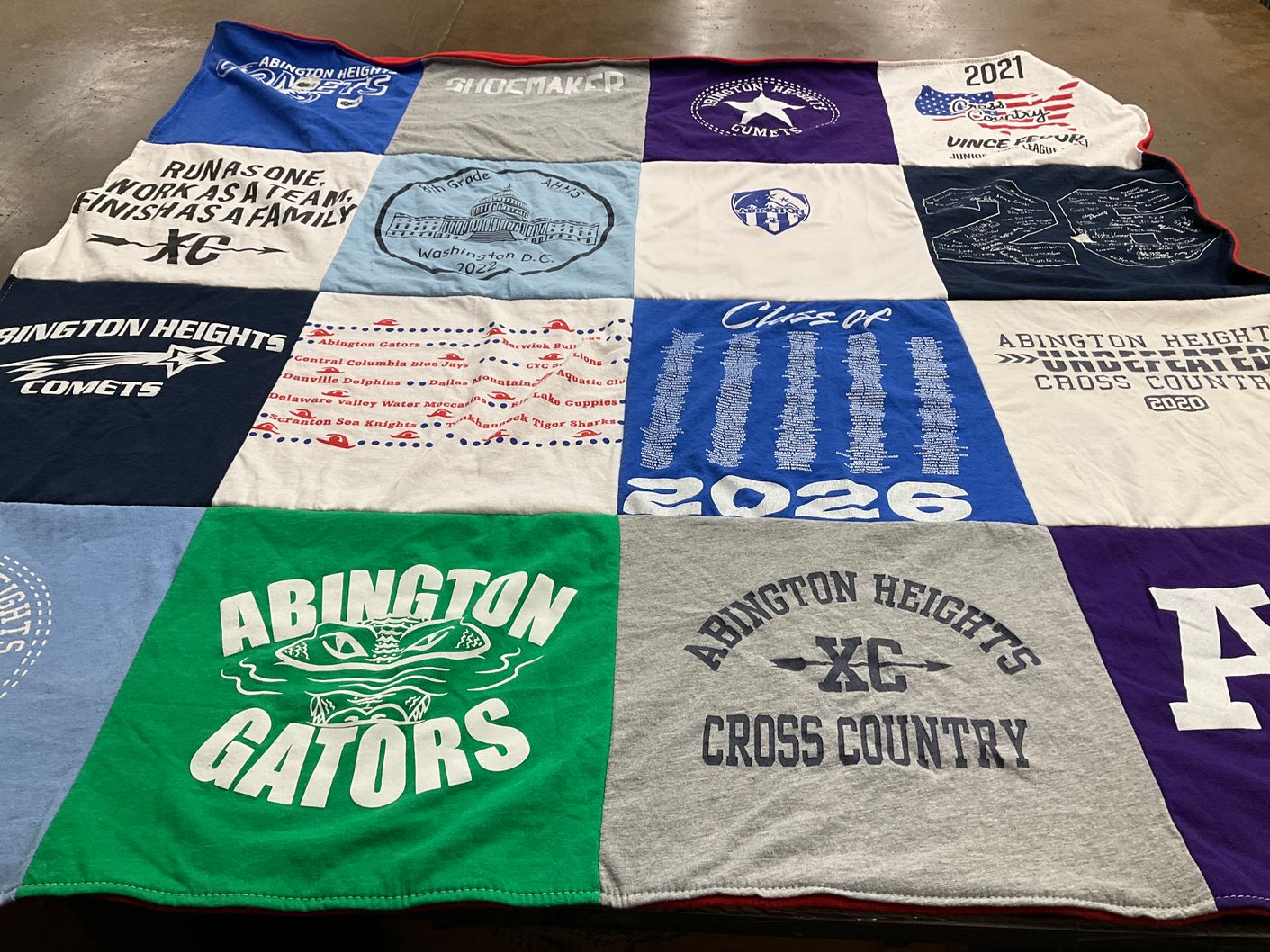 T-shirt quilt featuring abington heights cross country, abington heights comets by Lee from PA
