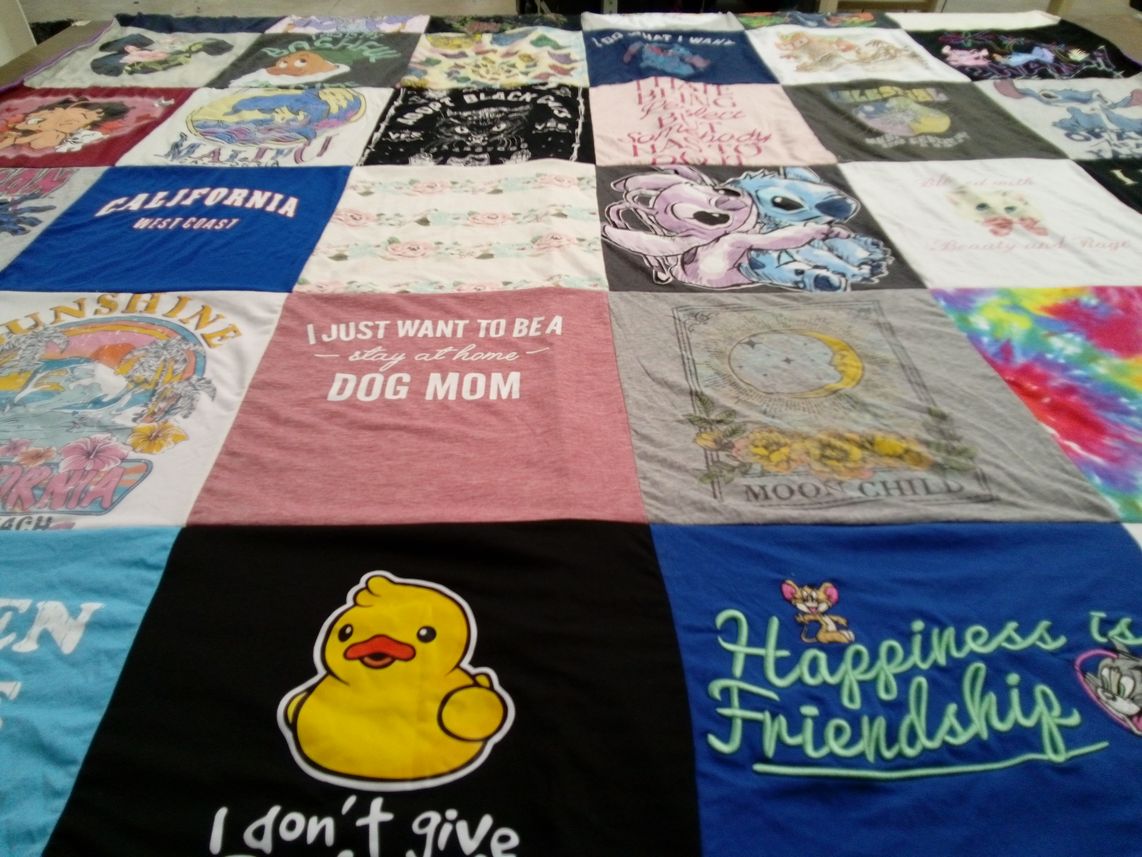 T-shirt quilt with pets, nature themes by Stephanie from IN