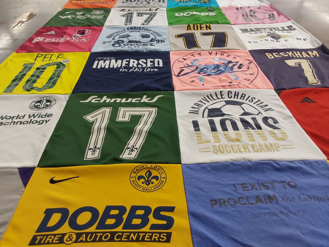 T-shirt quilt featuring maryville christian lions by Stepheney from IL