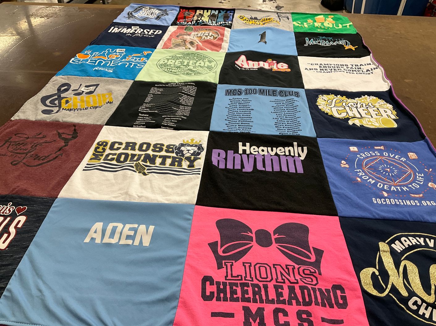 T-shirt quilt featuring maryville city schools cross country, maryville city schools cheerleading by Stepheney from IL