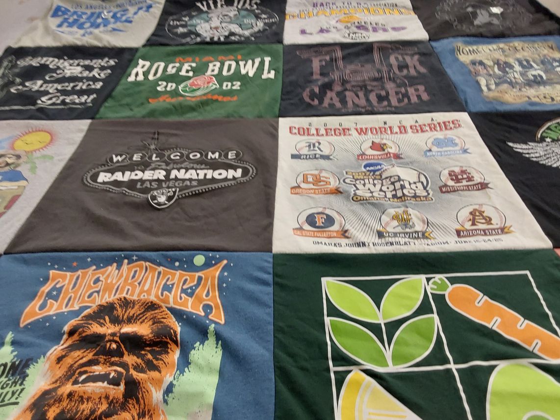 T-shirt quilt from cal state fullerton, oregon state university by Christine from CA
