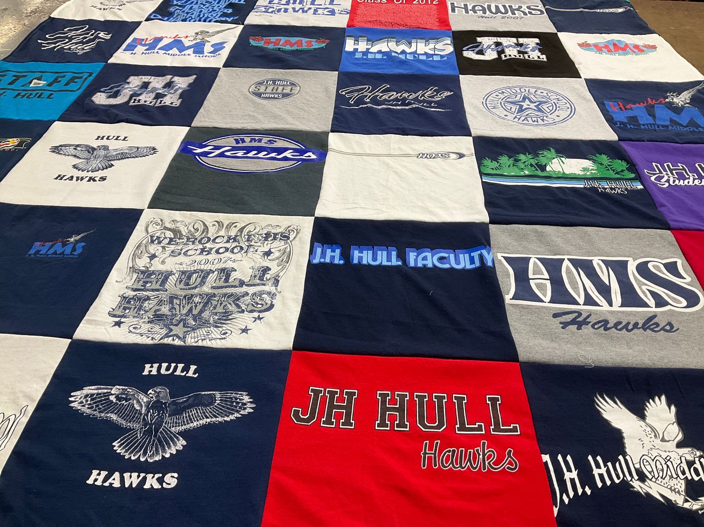 T-shirt quilt featuring hull hawks by Barbara from CA