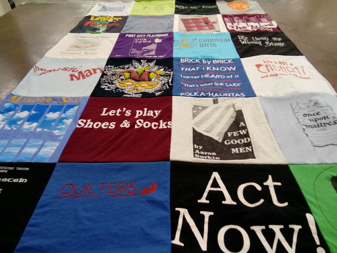 T-shirt quilt with theater, performing arts themes by Kimberley from PA