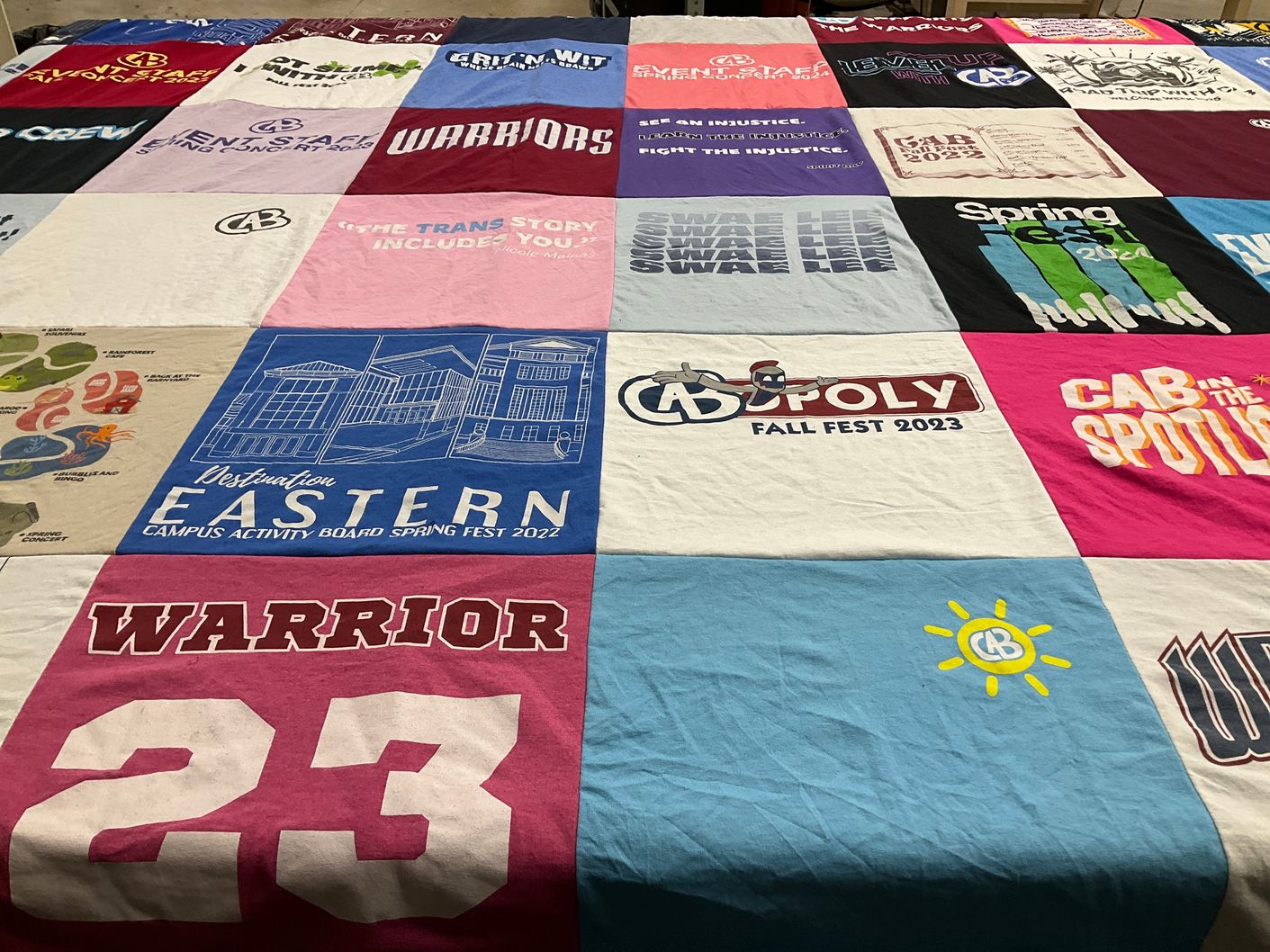 T-shirt quilt from eastern university by Nikki from CT