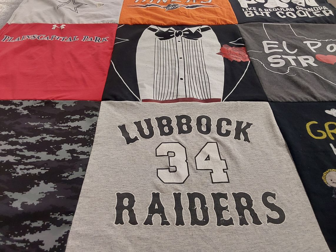 T-shirt quilt featuring lubbock raiders by Gloria from TX