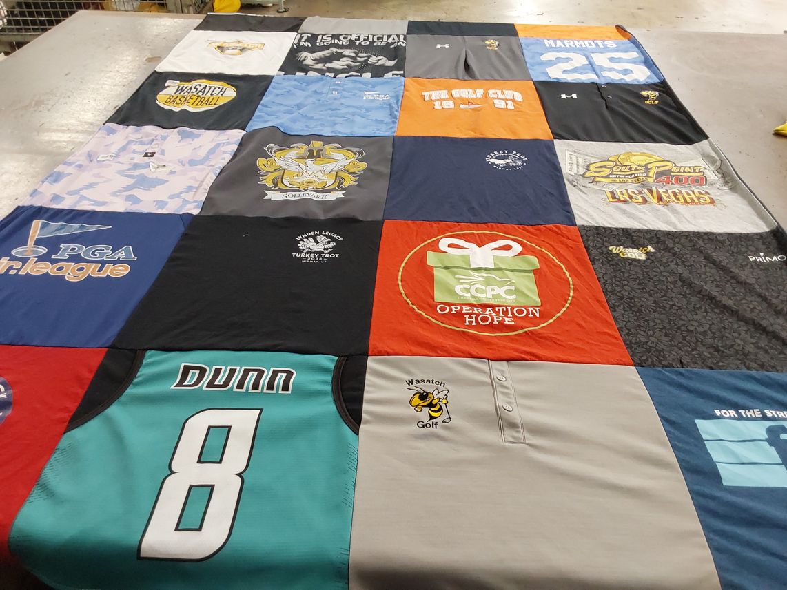 T-shirt quilt from wasatch high school by Catherine from UT