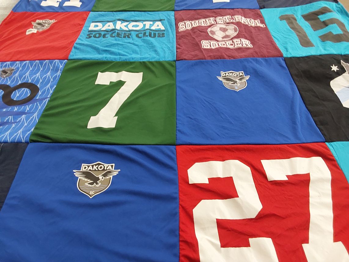T-shirt quilt featuring dakota soccer club by Krystal from MN