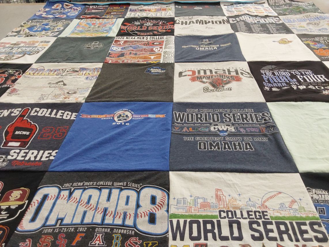 T-shirt quilt with baseball, sports themes by Alex from NE