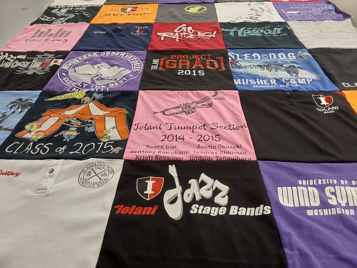 T-shirt quilt from iolani school by Tracey from HI